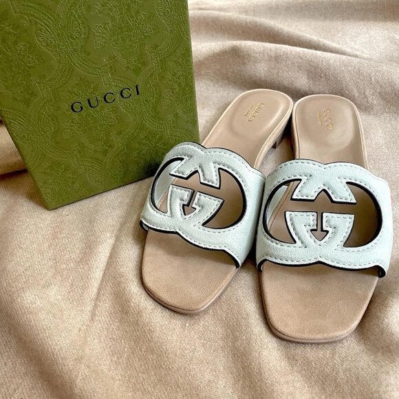 NWT Gucci Sandal Slides in Salvy Green Suede - Size EU 37.5 / US 7.5 - Picture 7 of 16